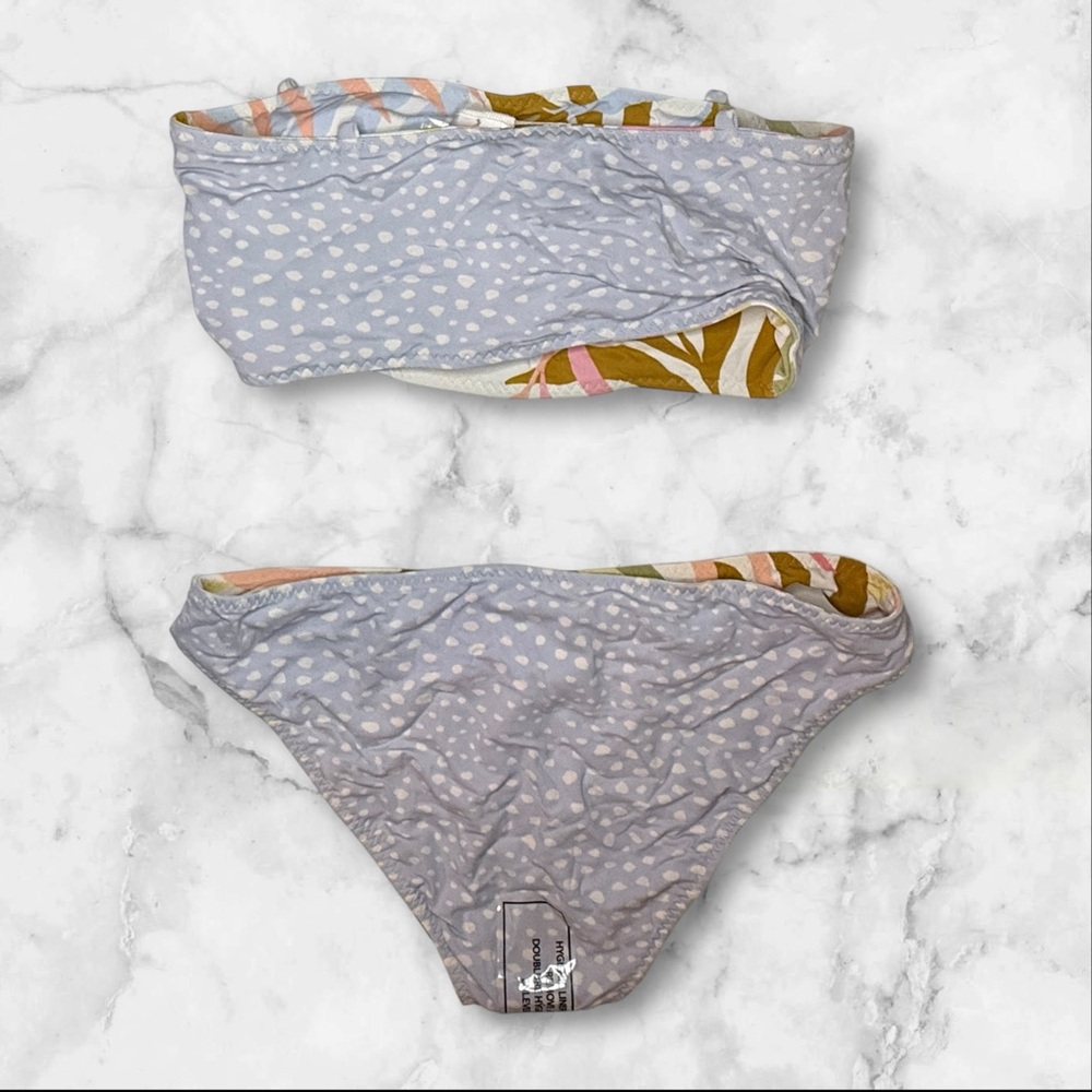NWT | Billabong | Reversible Strapless Bandeau Bikini Set Tropical Print | M/10 - Picture 3 of 15